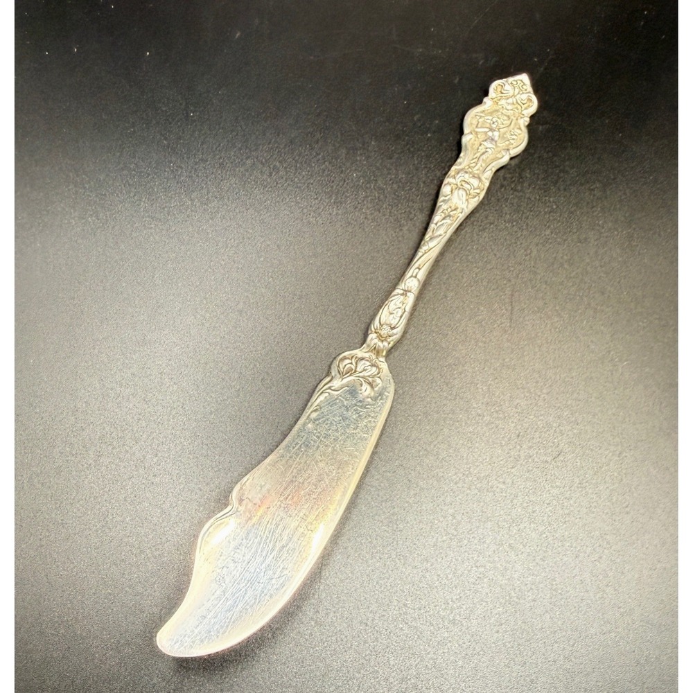 R Wallace Sterling Silver Irian Butter Spreader Knife Pat 1902 Monogram Jackson